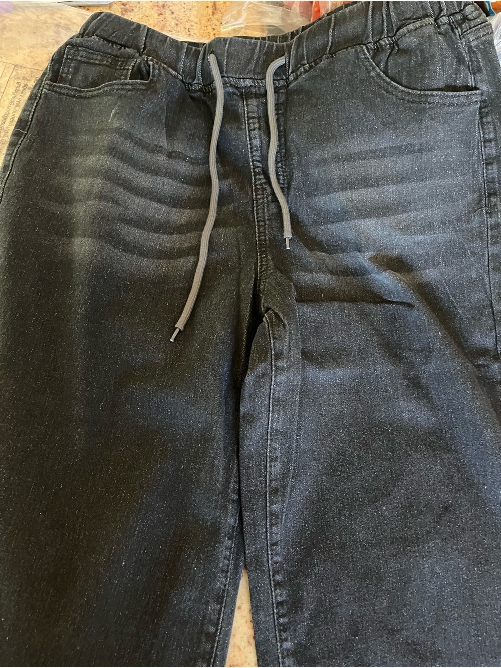 Black Drawstring Denim Joggers